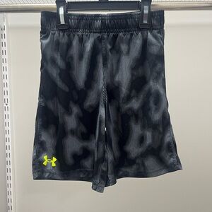 Under Armour Black Athletic Shorts with Neon Yellow Logo—Valley Boost